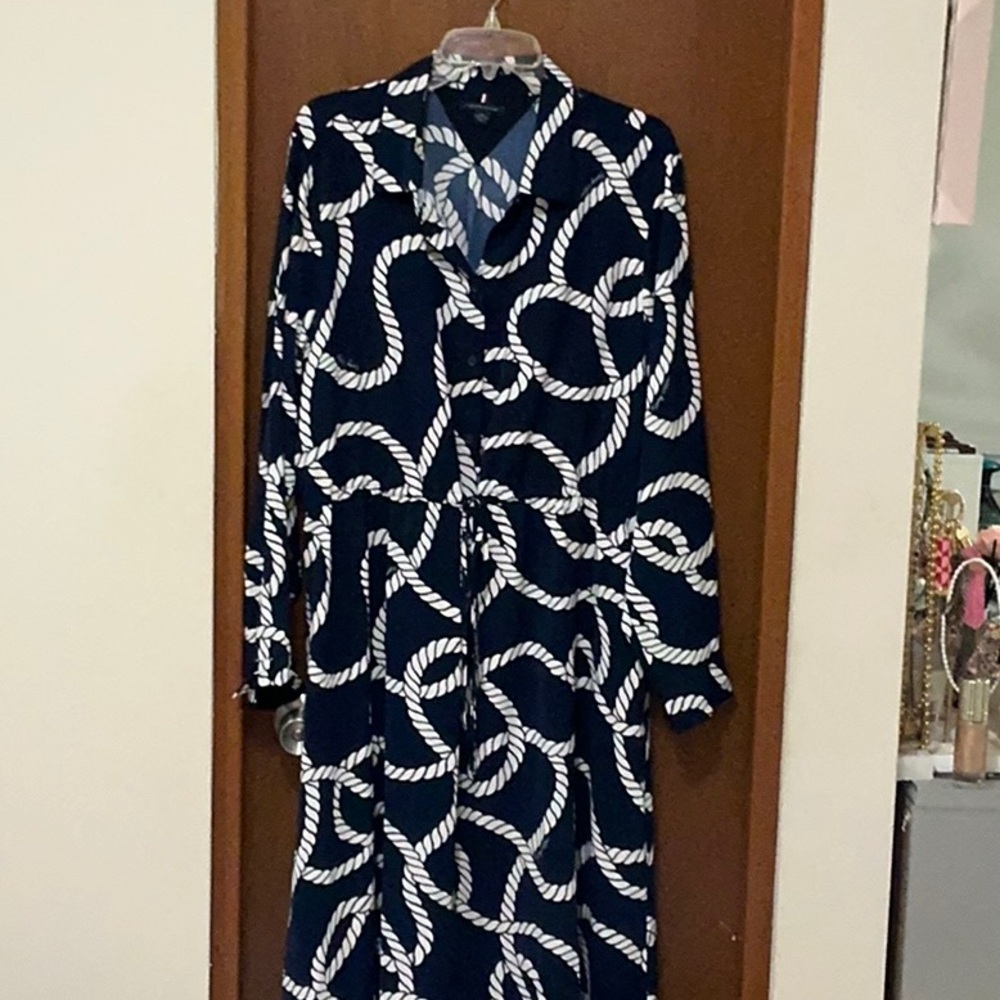 Tommy Hilfiger Navy and White Rope Print Dress
